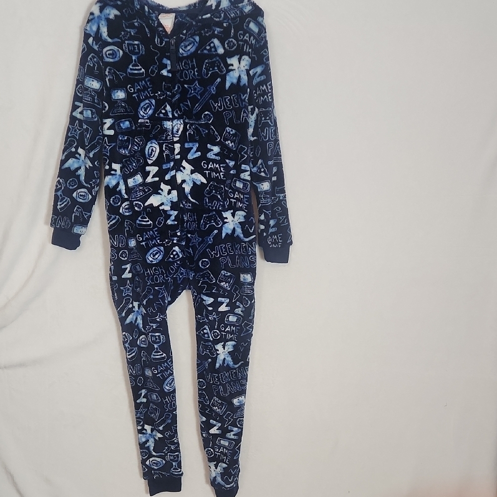 Cat & Jack Blue Game time Graphic One Piece zip up size S - 6/7 NWOT